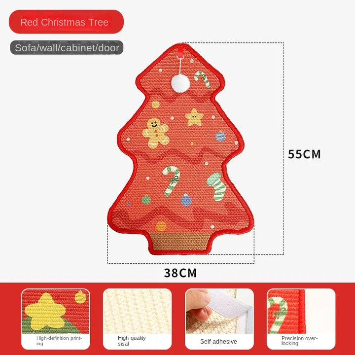 New Halloween Christmas Tree Cartoon Cat Scratcher Durable Non-Shedding Wall-Mounted Cat Claw Sharpening Sisal Scratching Board