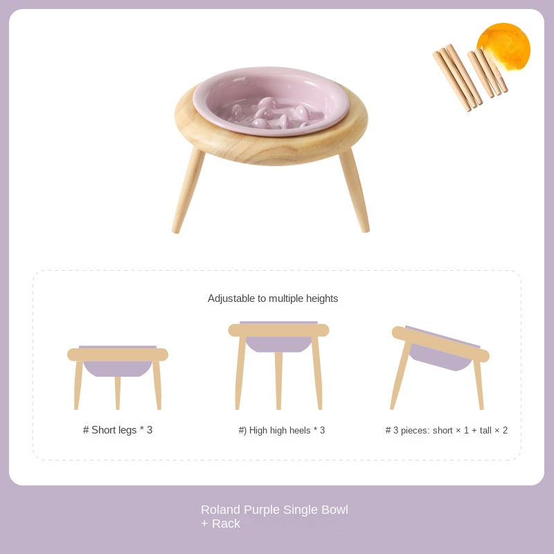 Ceramic Slow Feeding Elevated Cat Bowl Neck Support Cat Food Bowl Pet Ceramic Water Bowl for Cats and Dogs