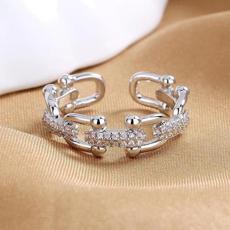 Micro inlaid zircon chain splicing ring