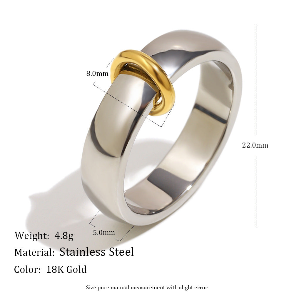 Stainless steel plated 18K gold open ring plain ring for women