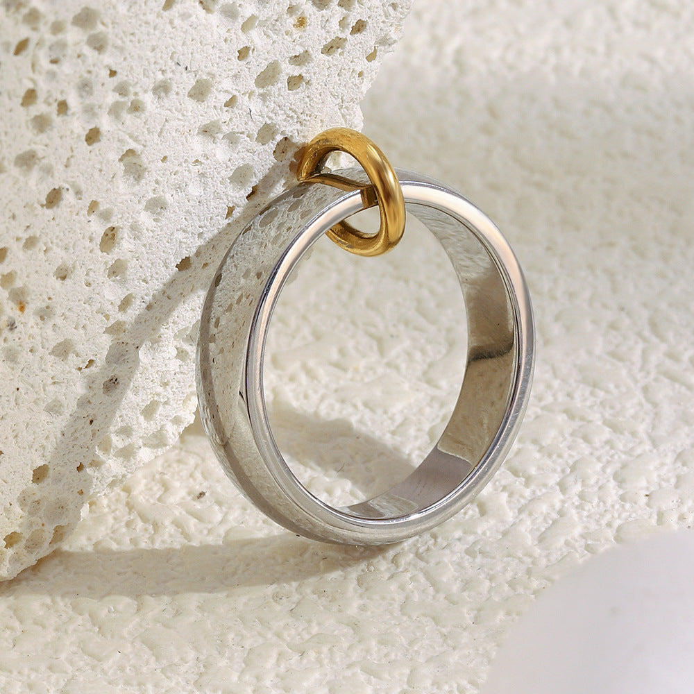 Stainless steel plated 18K gold open ring plain ring for women