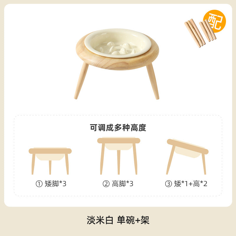Ceramic Slow Feeding Elevated Cat Bowl Neck Support Cat Food Bowl Pet Ceramic Water Bowl for Cats and Dogs
