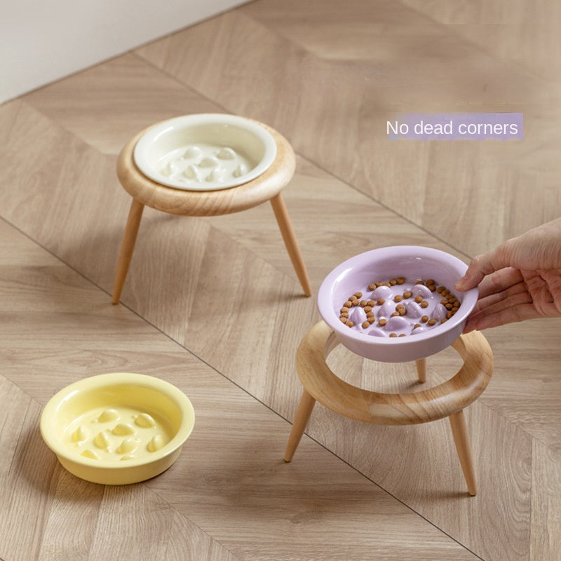 Ceramic Slow Feeding Elevated Cat Bowl Neck Support Cat Food Bowl Pet Ceramic Water Bowl for Cats and Dogs