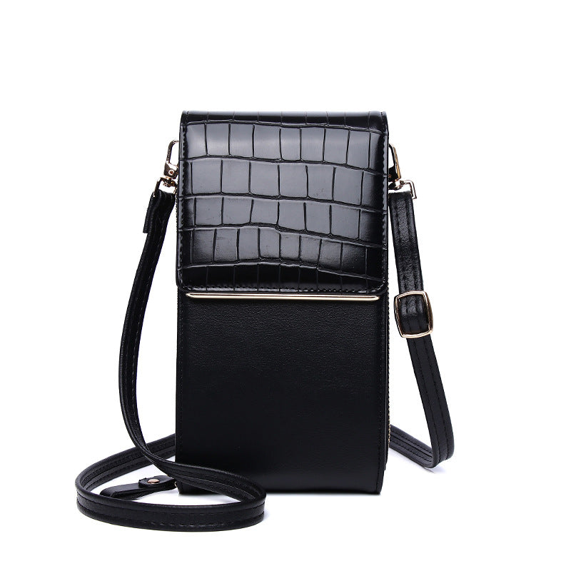 New Mobile Phone Bag Ladies Multi-Function One-Shoulder Diagonal Bag Cover Type Mini Stone Pattern Coin Purse