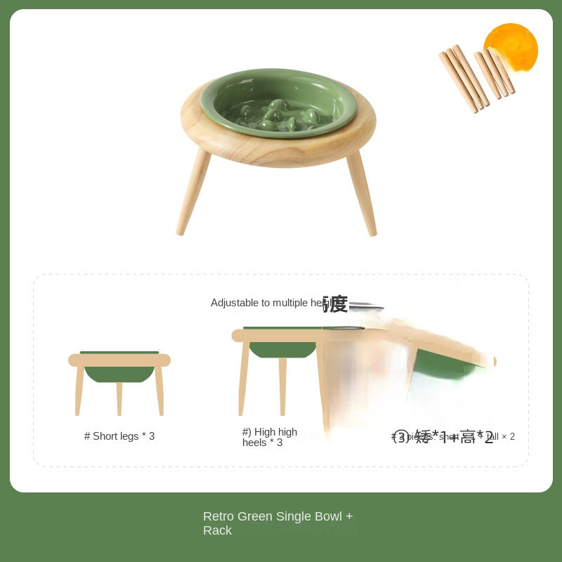 Ceramic Slow Feeding Elevated Cat Bowl Neck Support Cat Food Bowl Pet Ceramic Water Bowl for Cats and Dogs