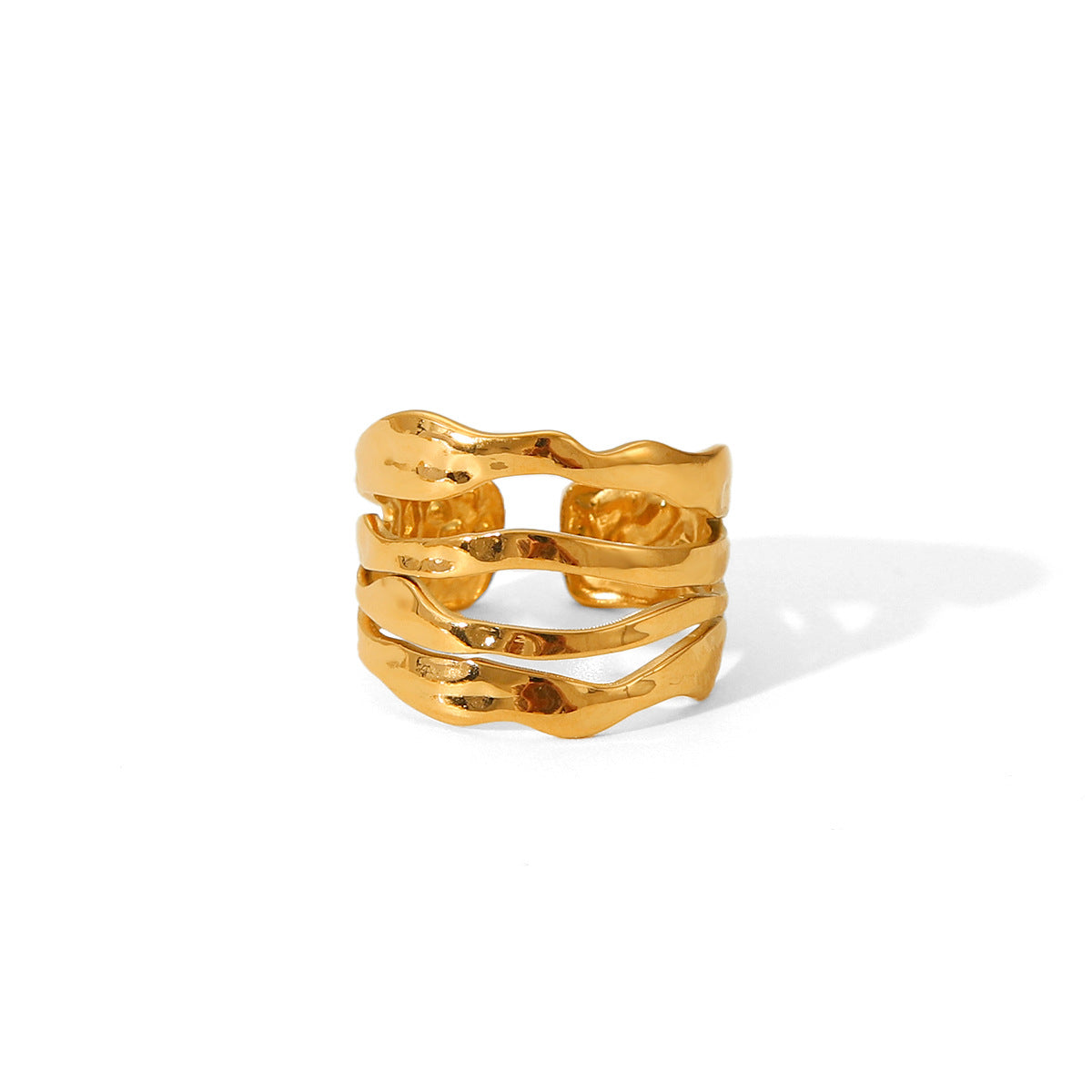 Irregular line stainless steel ring for women